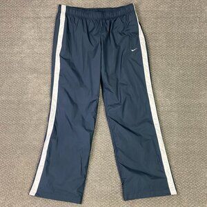 Y2K Nike Windbreaker Track Pants Women's XL Blue Woven Cinch Ankles 446212 473